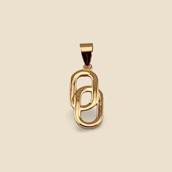 14k Real Yellow Gold Link Drop PendantBirthday GiftMinimal Jewelry